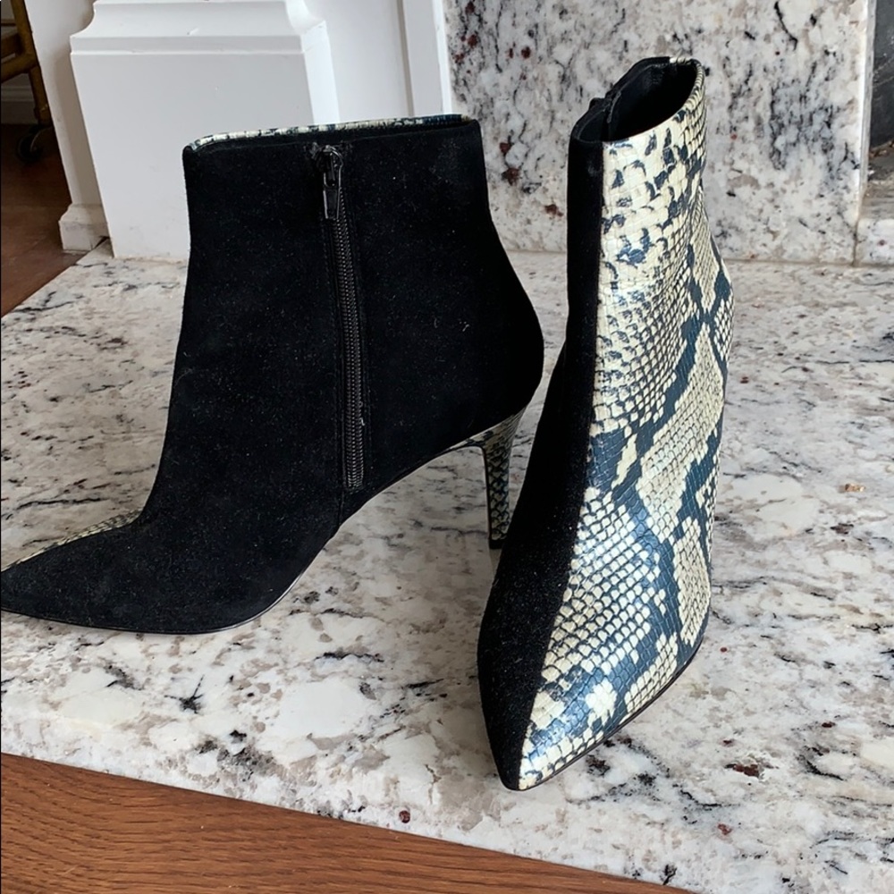 Something Navy half snakeskin booties!